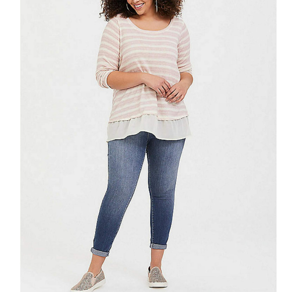 Torrid Sweater 2fer Pink Striped 2X NWT - Picture 3 of 4